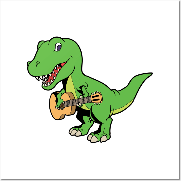 Comic TREX plays guitar Wall Art by Modern Medieval Design